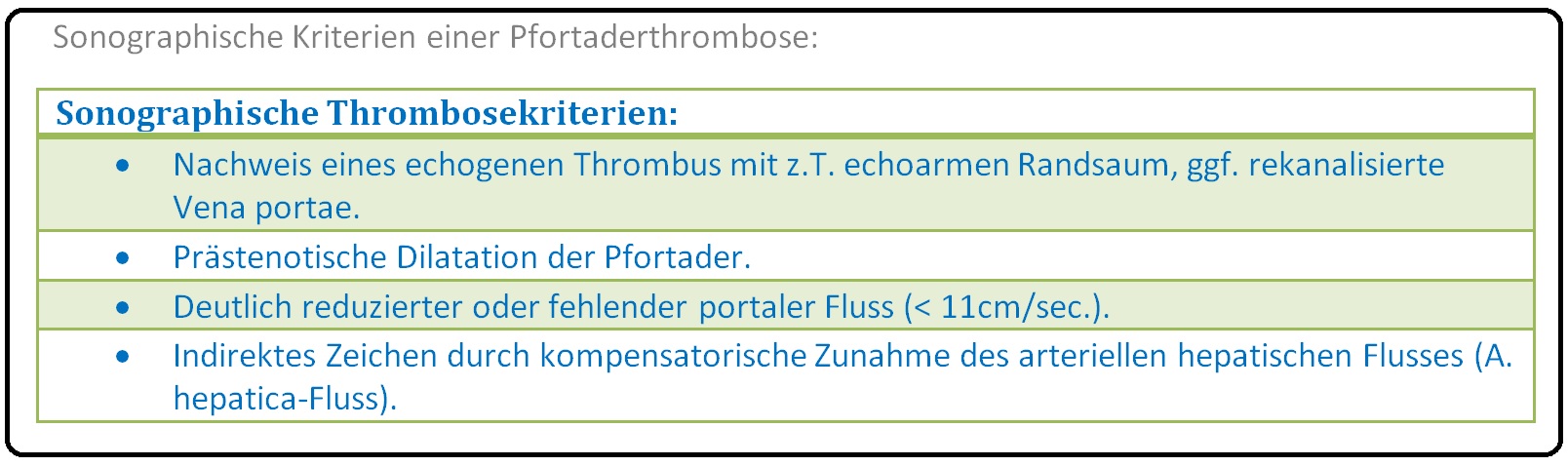 462 Sonographische Kriterien einer Pfortaderthrombose