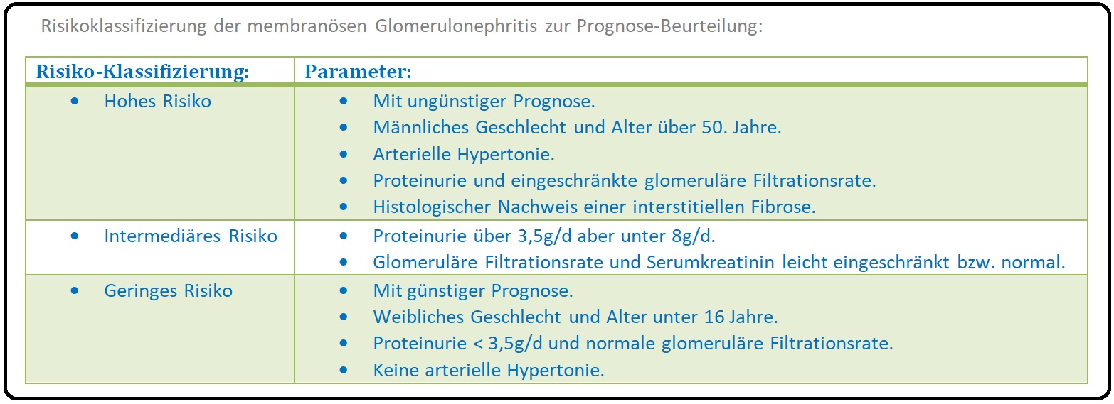 1119 Risikoklassifizierung der membranösen Glomerulonephritis zur Prognose Beurteilung