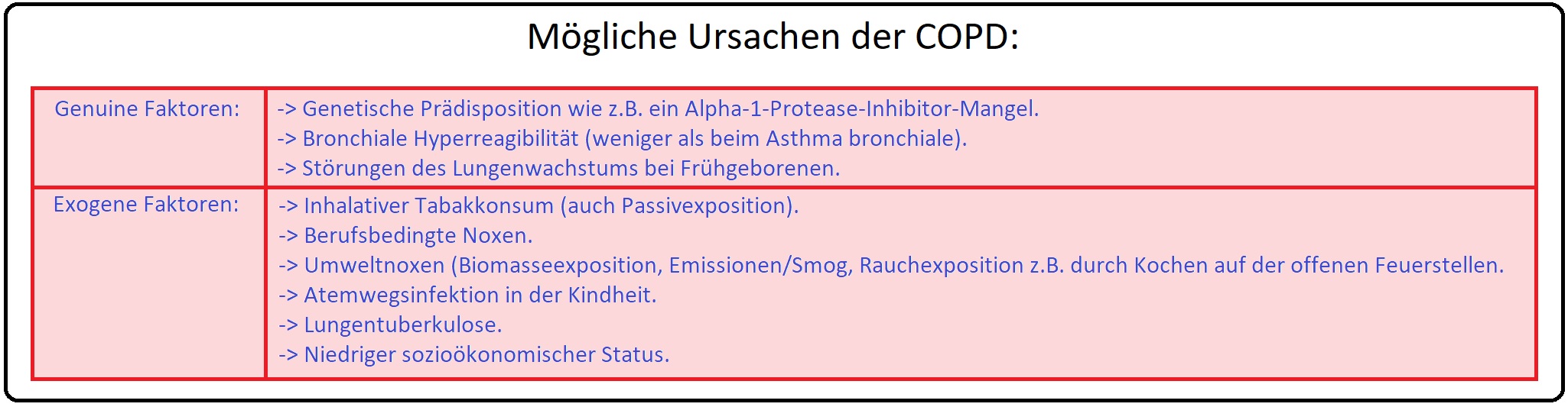 1289 Mögliche Ursachen der COPD