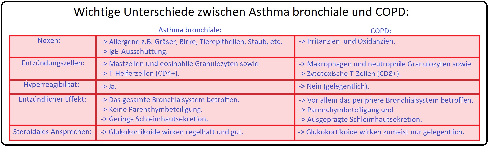 968 Wichtige Unterschiede zwischen Asthma bronchiale und COPD