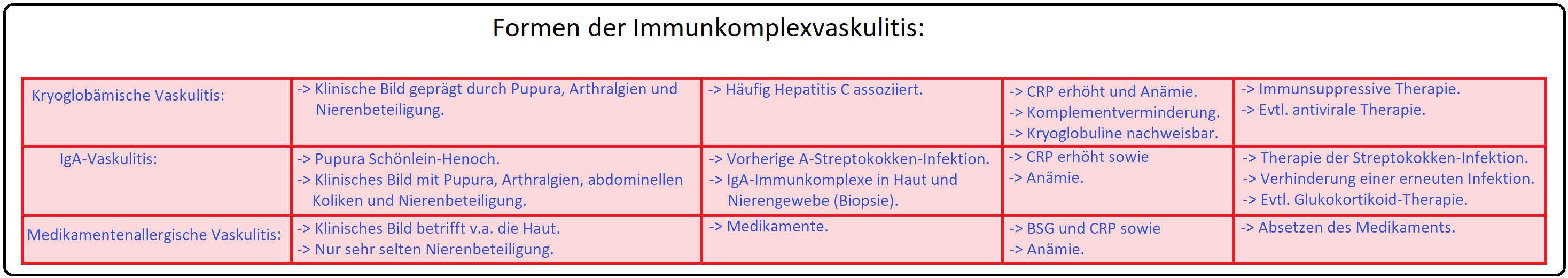 1213 Formen der Immunkomplexvaskulitis