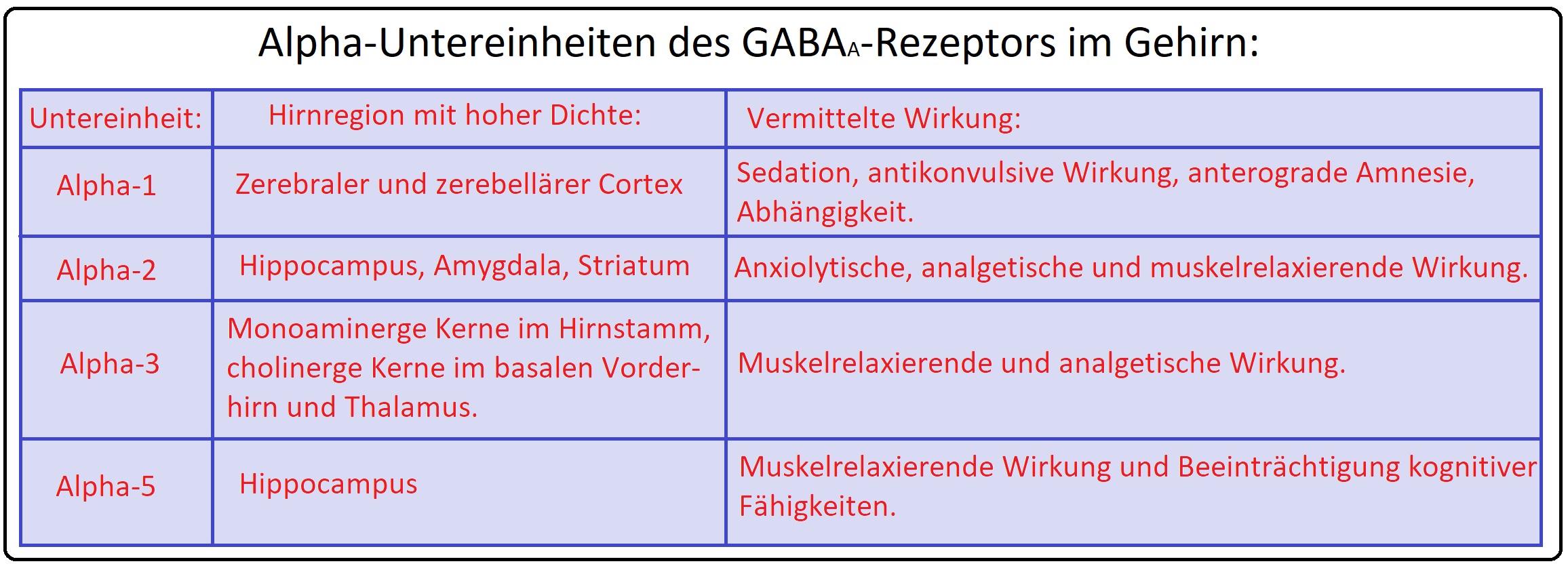478 Alpha Untereinheiten des GABA a Rezeptors im Gehirn